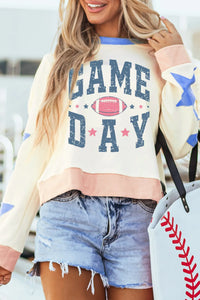 GAME DAY Star Patch Round Neck Long Sleeve Sweatshirt - 1985 the VAULT Boutique