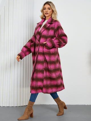 Contrast Double-Breasted Long Sleeve Longline Coat - 1985 the VAULT Boutique