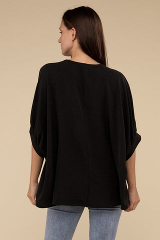 Woven Airflow V-Neck Puff Half Sleeve Top - 1985 the VAULT Boutique