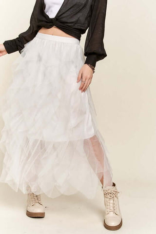 ADORA Ruffled Elastic Waist Midi Skirt - 1985 the VAULT Boutique