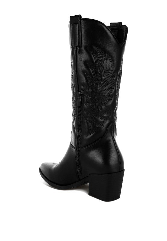 Saguaro Faux Leather Long Cowboy Boots - 1985 the VAULT Boutique