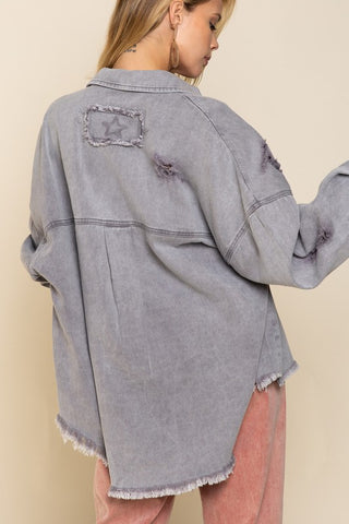 Fringe Distressed Oversized Jacket - 1985 the VAULT Boutique