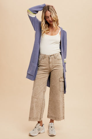 Annie Wear Raw Hem Wide Leg Jeans with Cargo Pockets - 1985 the VAULT Boutique