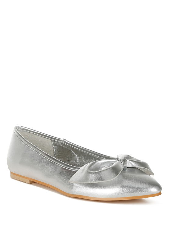 Bromelia Metallic Pleather Bow Ballerinas - 1985 the VAULT Boutique