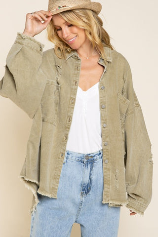 Fringe Distressed Oversized Jacket - 1985 the VAULT Boutique