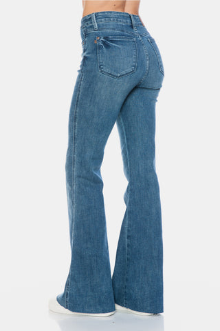 Judy Blue Full Size Tummy Control Cut Hem Flare Jeans - 1985 the VAULT Boutique