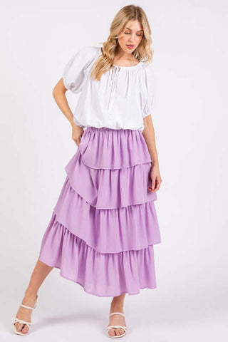 Mittoshop Chiffon Ruffle Layer Elastic Waist Midi Skirt - 1985 the VAULT Boutique