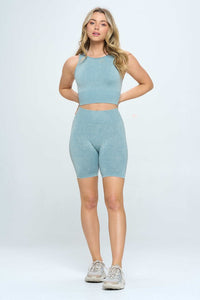 Mineral wash seamless biker shorts set - 1985 the VAULT Boutique