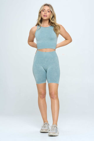 Mineral wash seamless biker shorts set - 1985 the VAULT Boutique