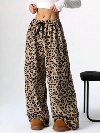 Leopard Wide Leg Plush Pants - 1985 the VAULT Boutique