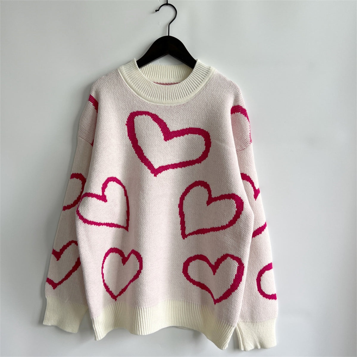 Heart Pattern Long Sleeve Sweater - 1985 the VAULT Boutique