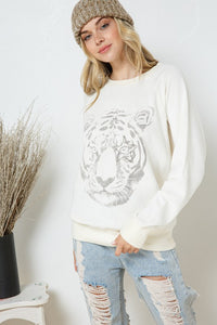 French Terry Tiger Studded Star Graphic Sweatshirt - 1985 the VAULT Boutique