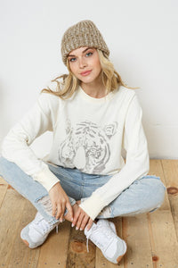 French Terry Tiger Studded Star Graphic Sweatshirt - 1985 the VAULT Boutique