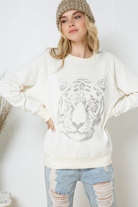 French Terry Tiger Studded Star Graphic Sweatshirt - 1985 the VAULT Boutique