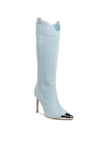 Ridda Metallic Cap Toe Denim Boots - 1985 the VAULT Boutique