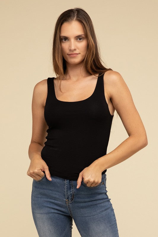 Basic Double Layer Round Neck Tank Top - 1985 the VAULT Boutique