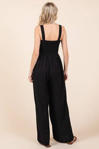 Mittoshop Smocked Wide Strap Wide Leg Overalls - 1985 the VAULT Boutique