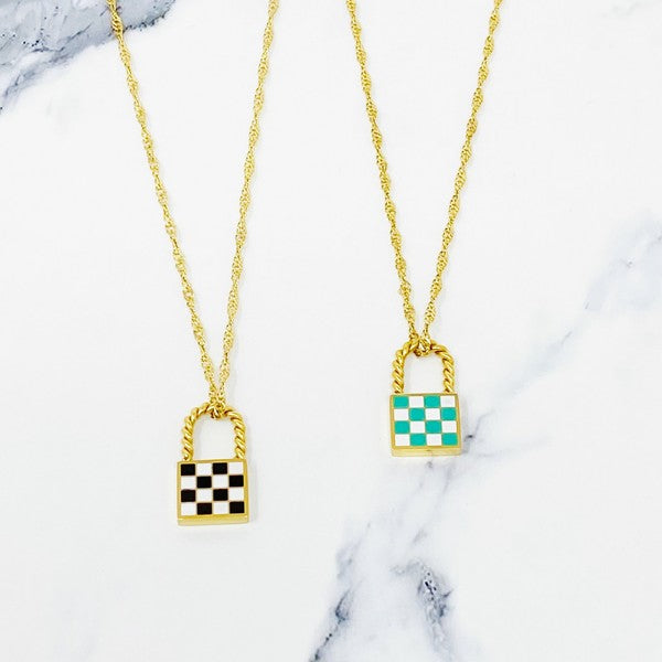 Checkered Locket Necklace - 1985 the VAULT Boutique