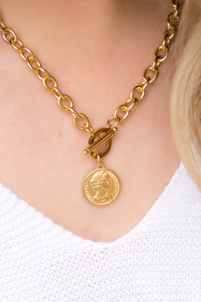 Coin Accent Chain Necklace - 1985 the VAULT Boutique