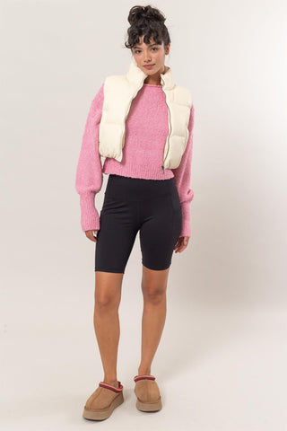 HYFVE Leather Zip Up Cropped Puffer Vest - 1985 the VAULT Boutique