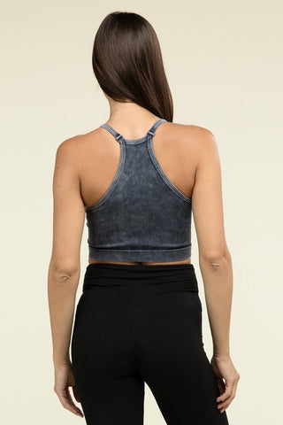 Basic Washed Ribbed Seamless Cropped Cami Top - 1985 the VAULT Boutique