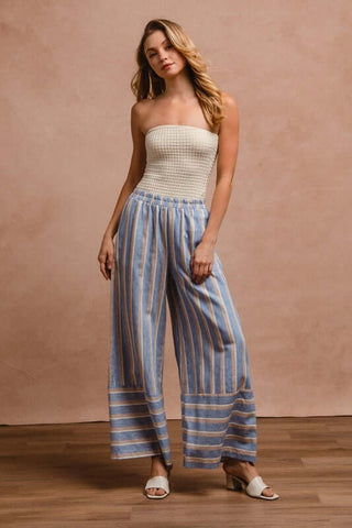 BiBi Striped Wide Leg Pants with Pockets - 1985 the VAULT Boutique