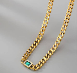 Green Zircon Chain Necklace - 1985 the VAULT Boutique