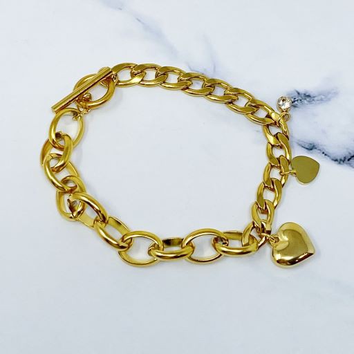 Duo Chain Charm Heart Bracelet - 1985 the VAULT Boutique