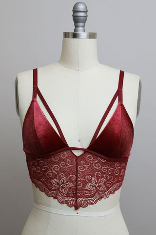 Velvet longline Lace Bralette - 1985 the VAULT Boutique