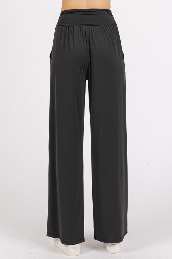 Mittoshop Stretch Banded Waist Wide Leg Pants with Pockets - 1985 the VAULT Boutique