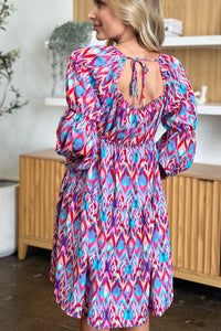 Double Take Full Size Printed Long Sleeve Dress - 1985 the VAULT Boutique