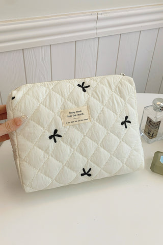 Bow Embroidered Quilted Storage Bag - 1985 the VAULT Boutique