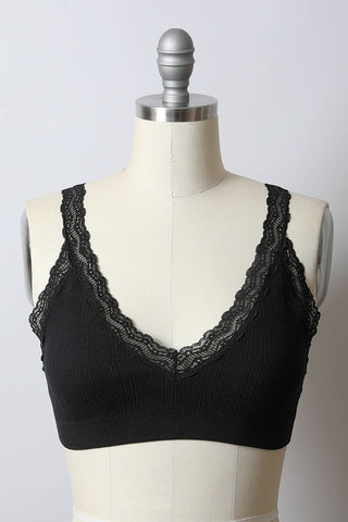 Lace Trim Padded Bralette - 1985 the VAULT Boutique