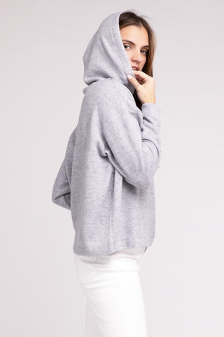 Hooded Brushed Melange Hacci Sweater - 1985 the VAULT Boutique