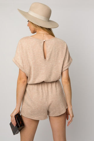 Short Roll-Up Sleeve Elastic Waist Romper - 1985 the VAULT Boutique