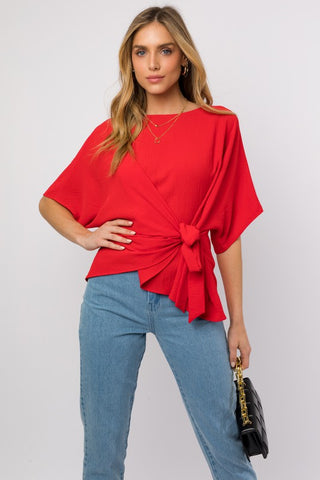 3/4 Sleeve Side Tie Top - 1985 the VAULT Boutique