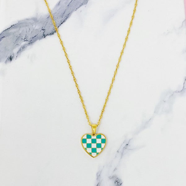 Checkered Heart Necklace - 1985 the VAULT Boutique