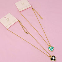 Checkered Heart Necklace - 1985 the VAULT Boutique