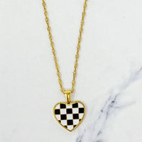 Checkered Heart Necklace - 1985 the VAULT Boutique