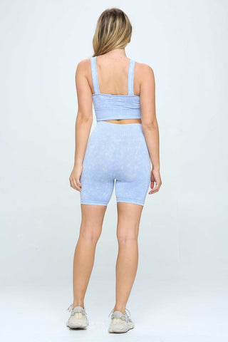 Mineral wash seamless biker shorts set - 1985 the VAULT Boutique