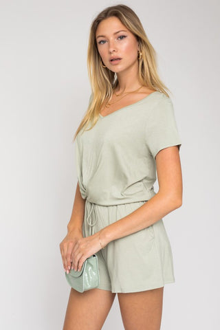 V-Neck Front Overlap Romper