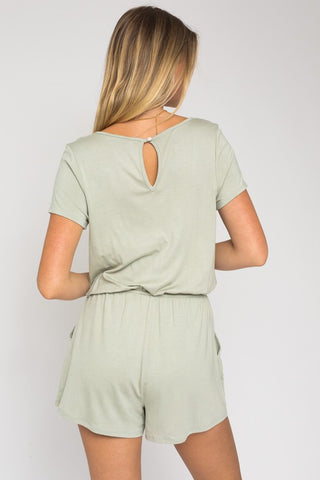 V-Neck Front Overlap Romper