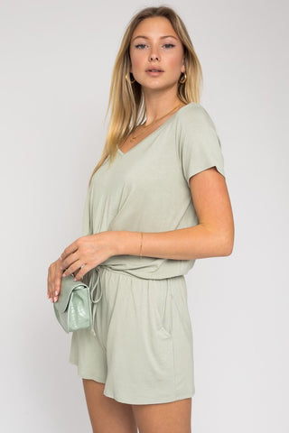 V-Neck Front Overlap Romper