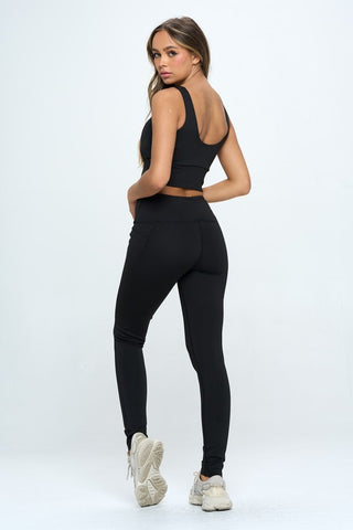 Zip Up Crop Sports Tank Top Set - 1985 the VAULT Boutique