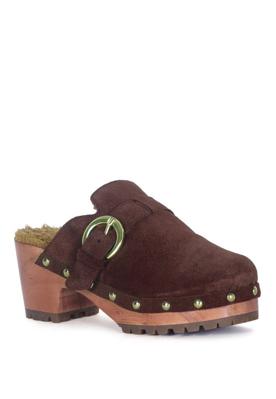 PRUNUS BUCKLED SUEDE ROUND TOE MULE CLOGS - 1985 the VAULT Boutique