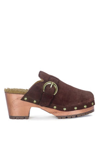 PRUNUS BUCKLED SUEDE ROUND TOE MULE CLOGS - 1985 the VAULT Boutique