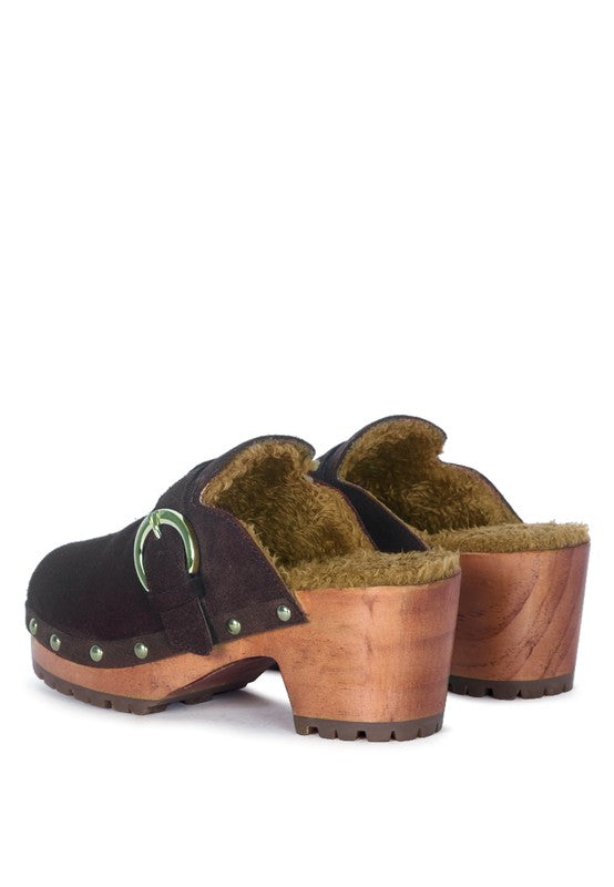 PRUNUS BUCKLED SUEDE ROUND TOE MULE CLOGS - 1985 the VAULT Boutique