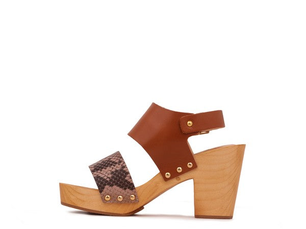 SAMARA TAN PRINTED LEATHER STRAP SANDAL - 1985 the VAULT Boutique