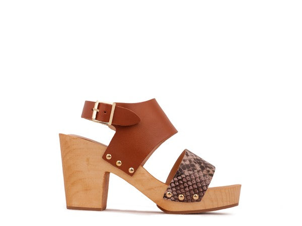 SAMARA TAN PRINTED LEATHER STRAP SANDAL - 1985 the VAULT Boutique