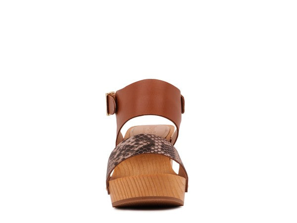 SAMARA TAN PRINTED LEATHER STRAP SANDAL - 1985 the VAULT Boutique
